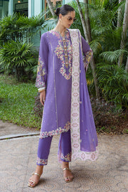 Mushq Hemline Nuvera Embroidered Raw Silk Unstitched 3Pc Suit D-01 Elaris