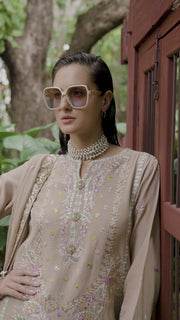 Mushq Hemline Nuvera Embroidered Raw Silk Unstitched 3Pc Suit D-02 Ardena
