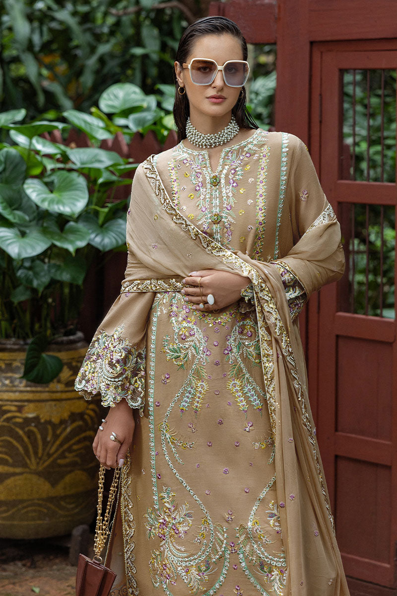 Mushq Hemline Nuvera Embroidered Raw Silk Unstitched 3Pc Suit D-02 Ardena