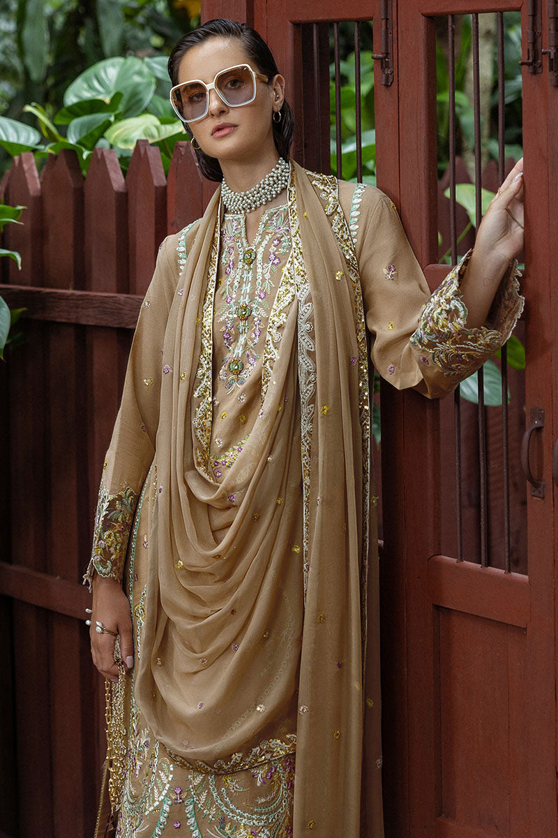Mushq Hemline Nuvera Embroidered Raw Silk Unstitched 3Pc Suit D-02 Ardena
