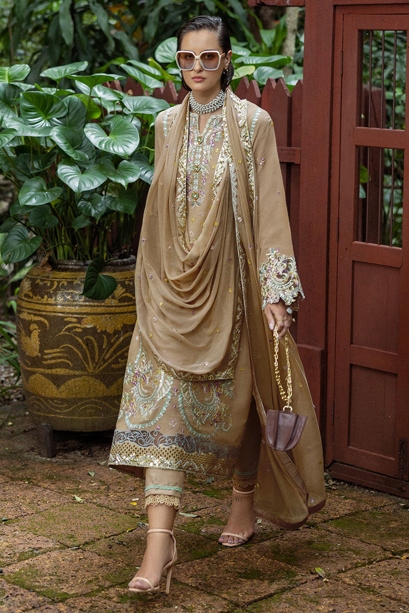 Mushq Hemline Nuvera Embroidered Raw Silk Unstitched 3Pc Suit D-02 Ardena