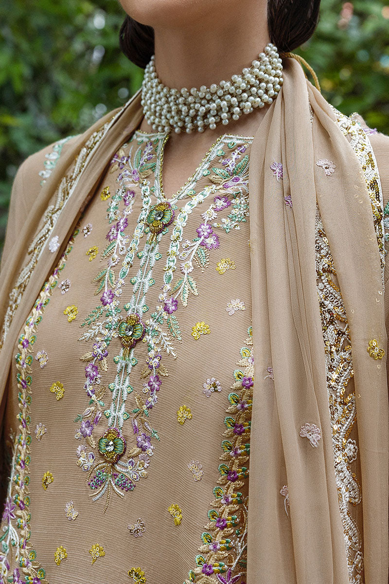 Mushq Hemline Nuvera Embroidered Raw Silk Unstitched 3Pc Suit D-02 Ardena