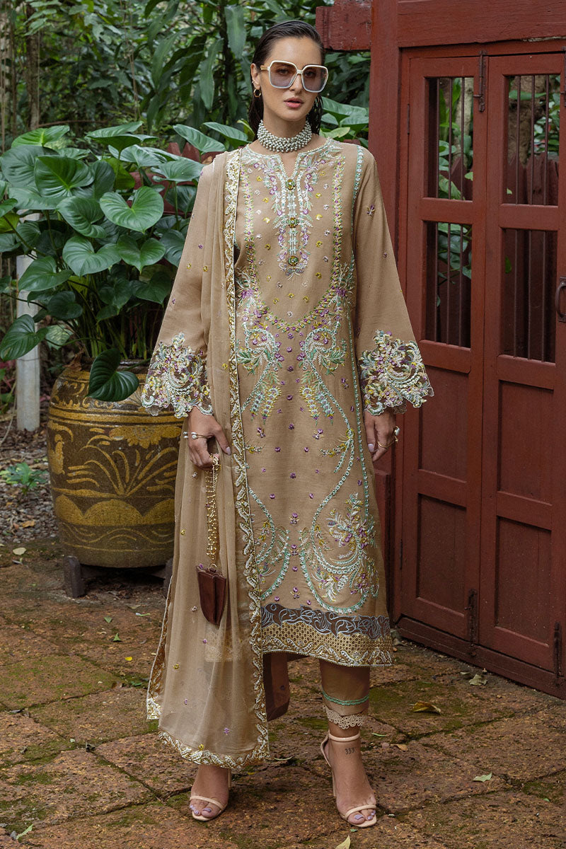 Mushq Hemline Nuvera Embroidered Raw Silk Unstitched 3Pc Suit D-02 Ardena