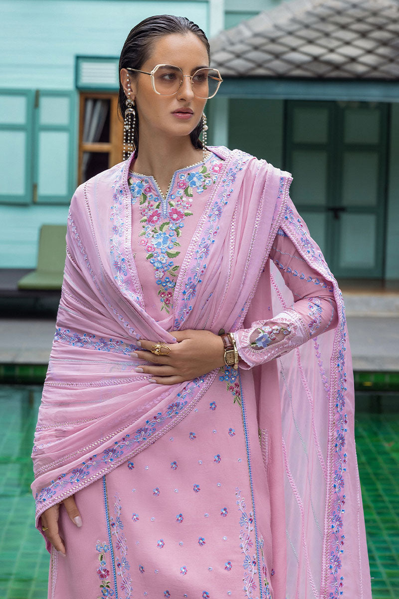 Mushq Hemline Nuvera Embroidered Raw Silk Unstitched 3Pc Suit D-03 Leore