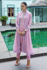 Mushq Hemline Nuvera Embroidered Raw Silk Unstitched 3Pc Suit D-03 Leore