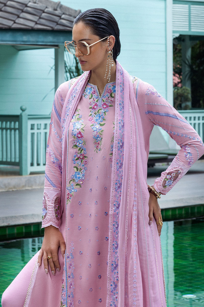 Mushq Hemline Nuvera Embroidered Raw Silk Unstitched 3Pc Suit D-03 Leore