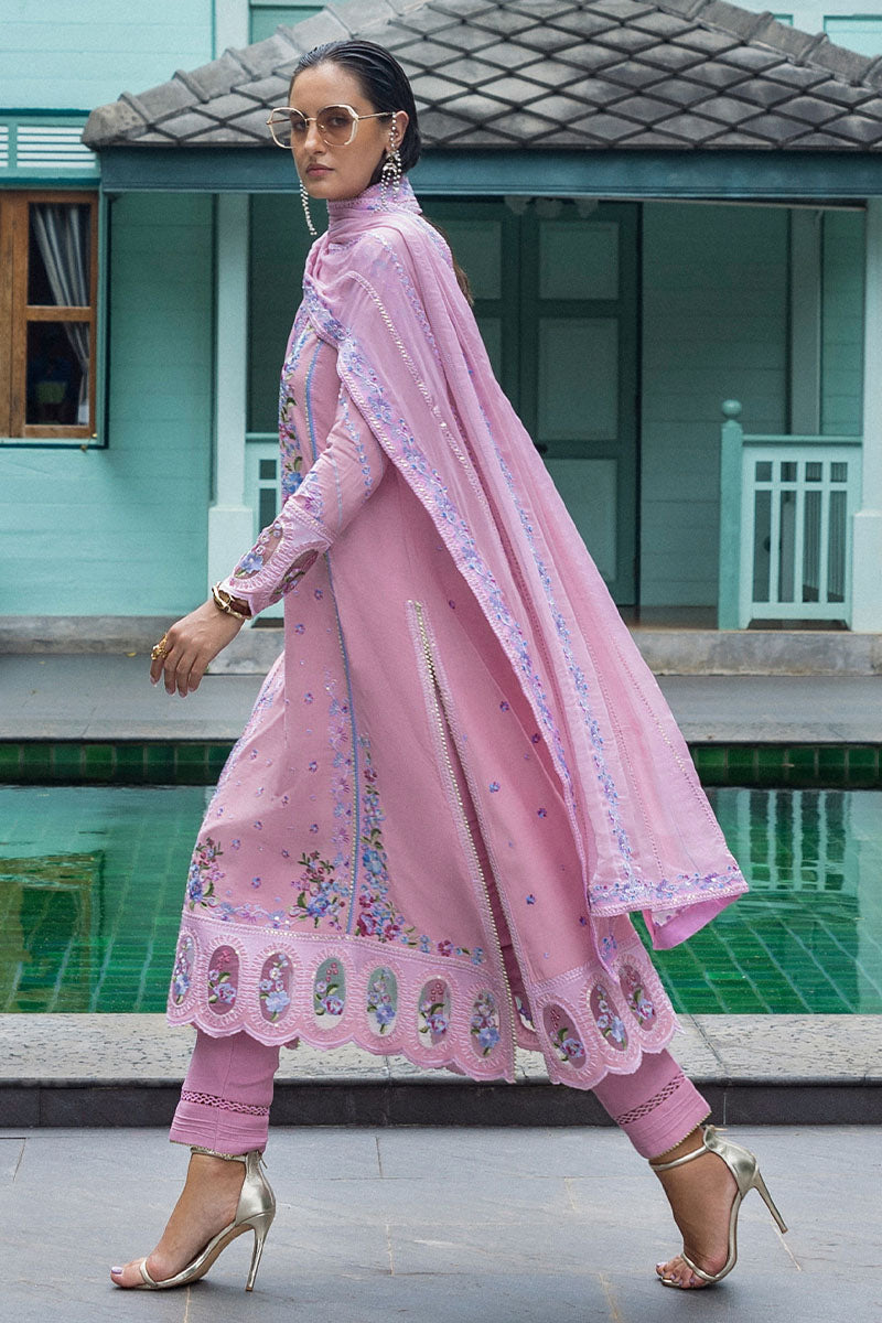 Mushq Hemline Nuvera Embroidered Raw Silk Unstitched 3Pc Suit D-03 Leore
