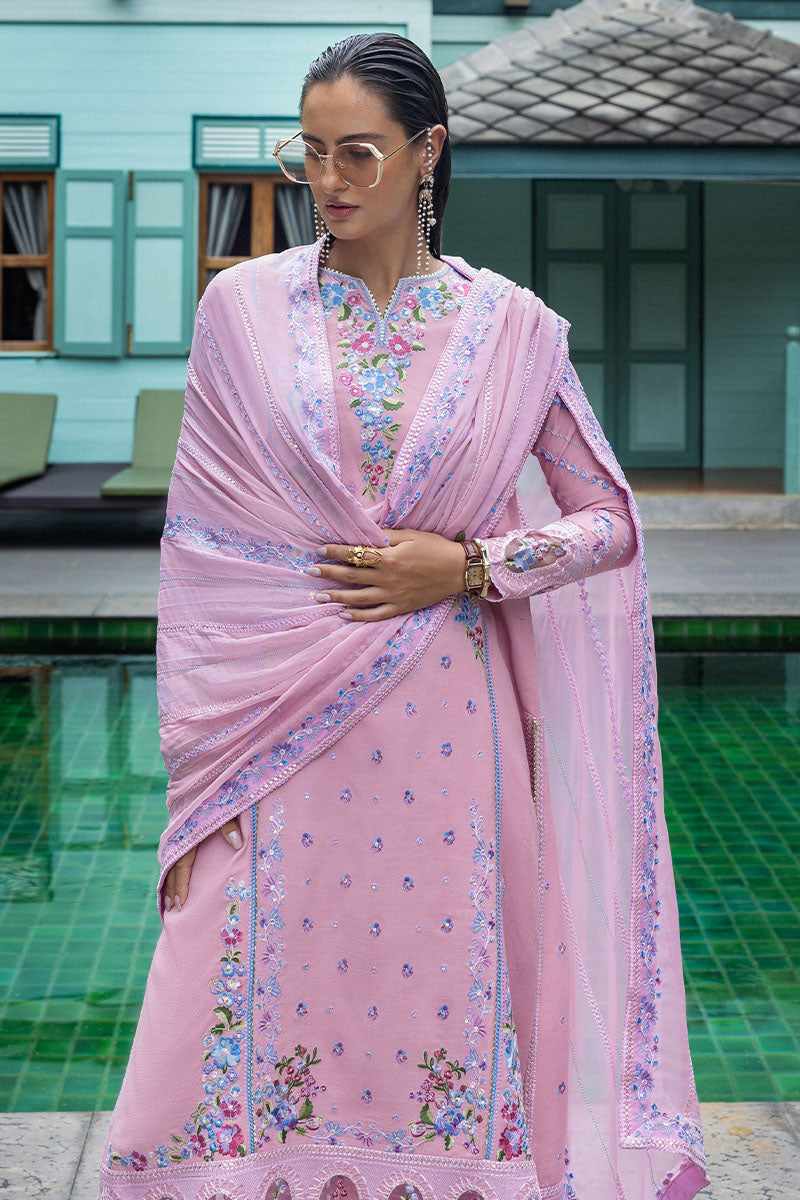 Mushq Hemline Nuvera Embroidered Raw Silk Unstitched 3Pc Suit D-03 Leore