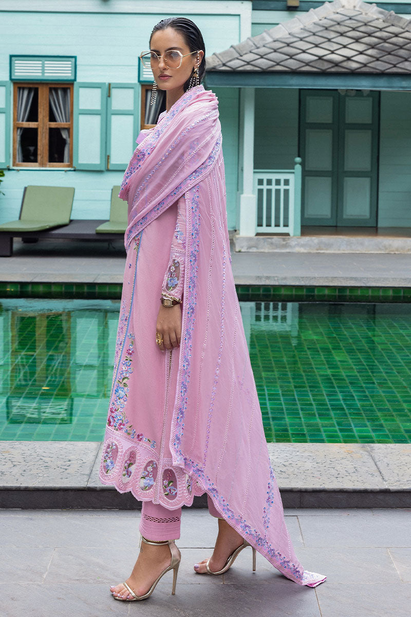 Mushq Hemline Nuvera Embroidered Raw Silk Unstitched 3Pc Suit D-03 Leore