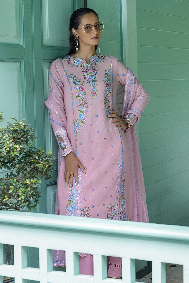 Mushq Hemline Nuvera Embroidered Raw Silk Unstitched 3Pc Suit D-03 Leore
