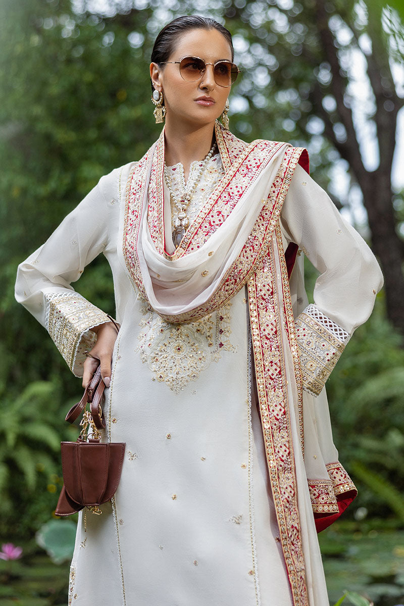 Mushq Hemline Nuvera Embroidered Raw Silk Unstitched 3Pc Suit D-04 Elnaz