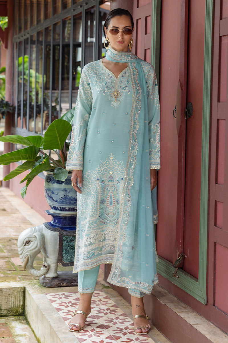 Mushq Hemline Nuvera Embroidered Raw Silk Unstitched 3Pc Suit D-05 Freyelle