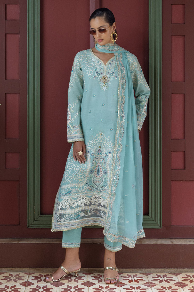 Mushq Hemline Nuvera Embroidered Raw Silk Unstitched 3Pc Suit D-05 Freyelle