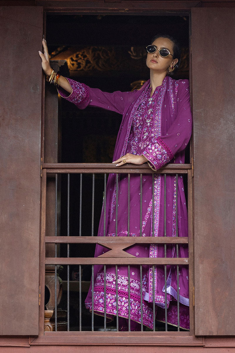 Mushq Hemline Nuvera Embroidered Raw Silk Unstitched 3Pc Suit D-06 Avenelle