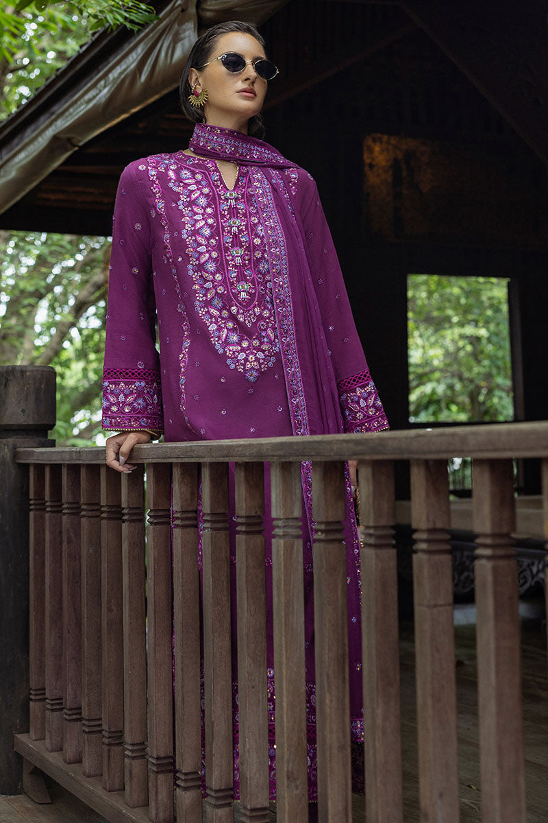Mushq Hemline Nuvera Embroidered Raw Silk Unstitched 3Pc Suit D-06 Avenelle