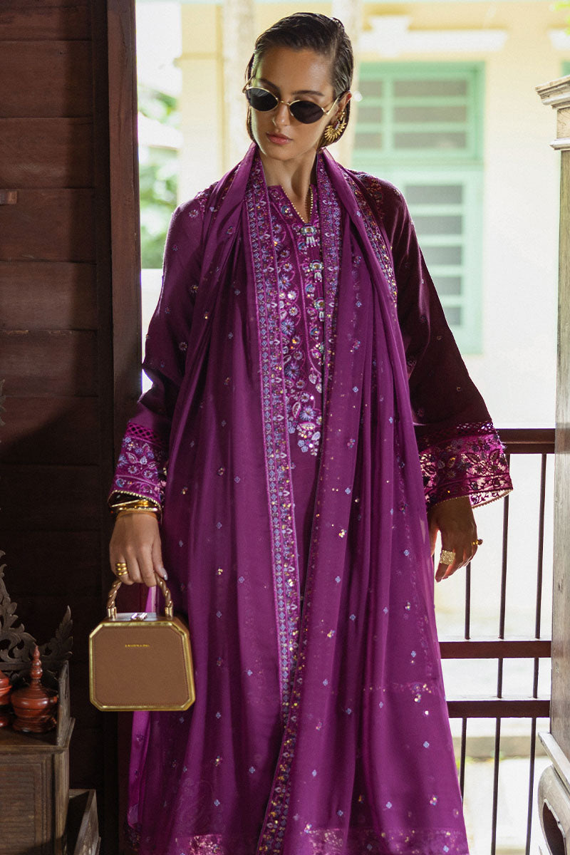 Mushq Hemline Nuvera Embroidered Raw Silk Unstitched 3Pc Suit D-06 Avenelle