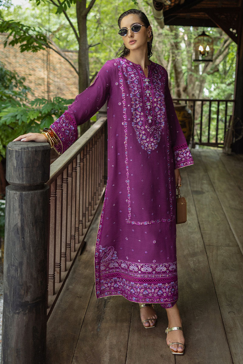 Mushq Hemline Nuvera Embroidered Raw Silk Unstitched 3Pc Suit D-06 Avenelle