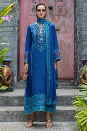 Mushq Hemline Nuvera Embroidered Raw Silk Unstitched 3Pc Suit D-07 Marisette