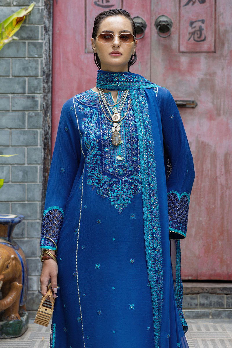 Mushq Hemline Nuvera Embroidered Raw Silk Unstitched 3Pc Suit D-07 Marisette