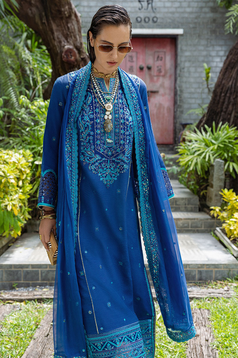 Mushq Hemline Nuvera Embroidered Raw Silk Unstitched 3Pc Suit D-07 Marisette