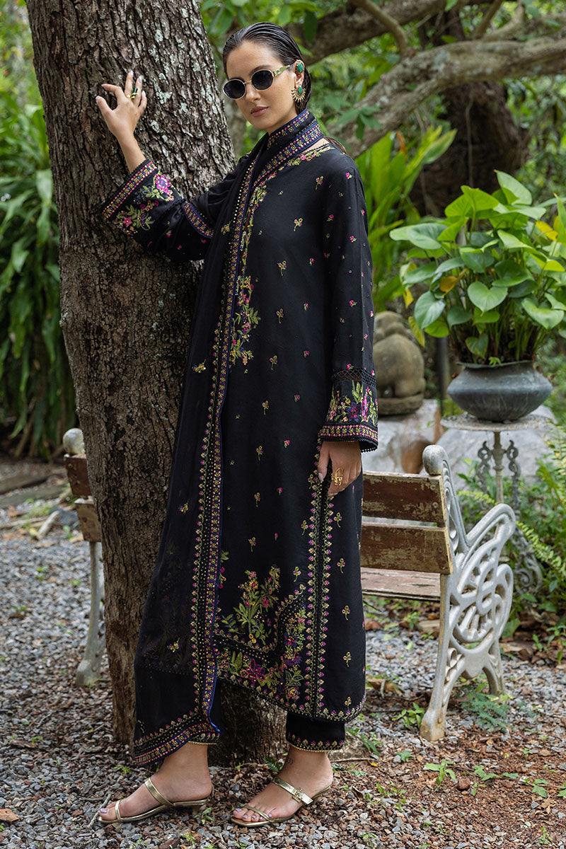 Mushq Hemline Nuvera Embroidered Raw Silk Unstitched 3Pc Suit D-08 Onyxa