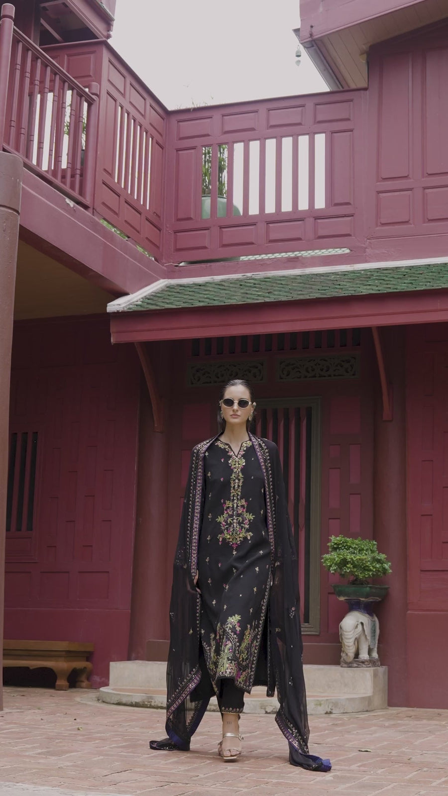 Mushq Hemline Nuvera Embroidered Raw Silk Unstitched 3Pc Suit D-08 Onyxa