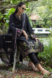 Mushq Hemline Nuvera Embroidered Raw Silk Unstitched 3Pc Suit D-08 Onyxa