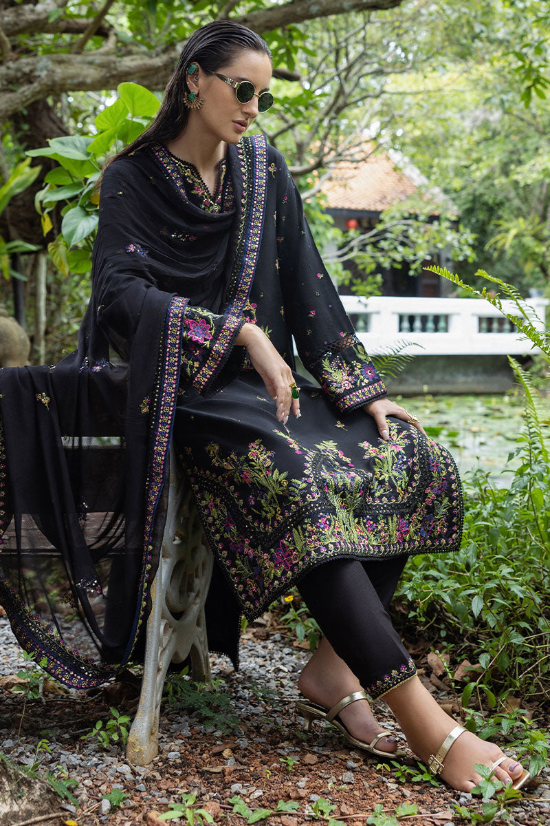Mushq Hemline Nuvera Embroidered Raw Silk Unstitched 3Pc Suit D-08 Onyxa