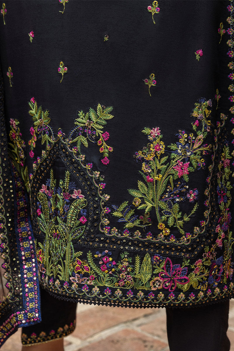 Mushq Hemline Nuvera Embroidered Raw Silk Unstitched 3Pc Suit D-08 Onyxa