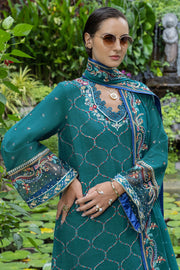 Mushq Hemline Nuvera Embroidered Raw Silk Unstitched 3Pc Suit D-09 Valene