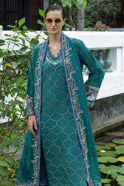Mushq Hemline Nuvera Embroidered Raw Silk Unstitched 3Pc Suit D-09 Valene