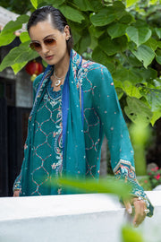 Mushq Hemline Nuvera Embroidered Raw Silk Unstitched 3Pc Suit D-09 Valene