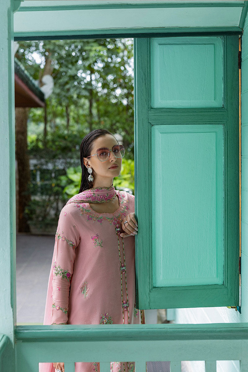 Mushq Hemline Nuvera Embroidered Raw Silk Unstitched 3Pc Suit D-10 Elowen