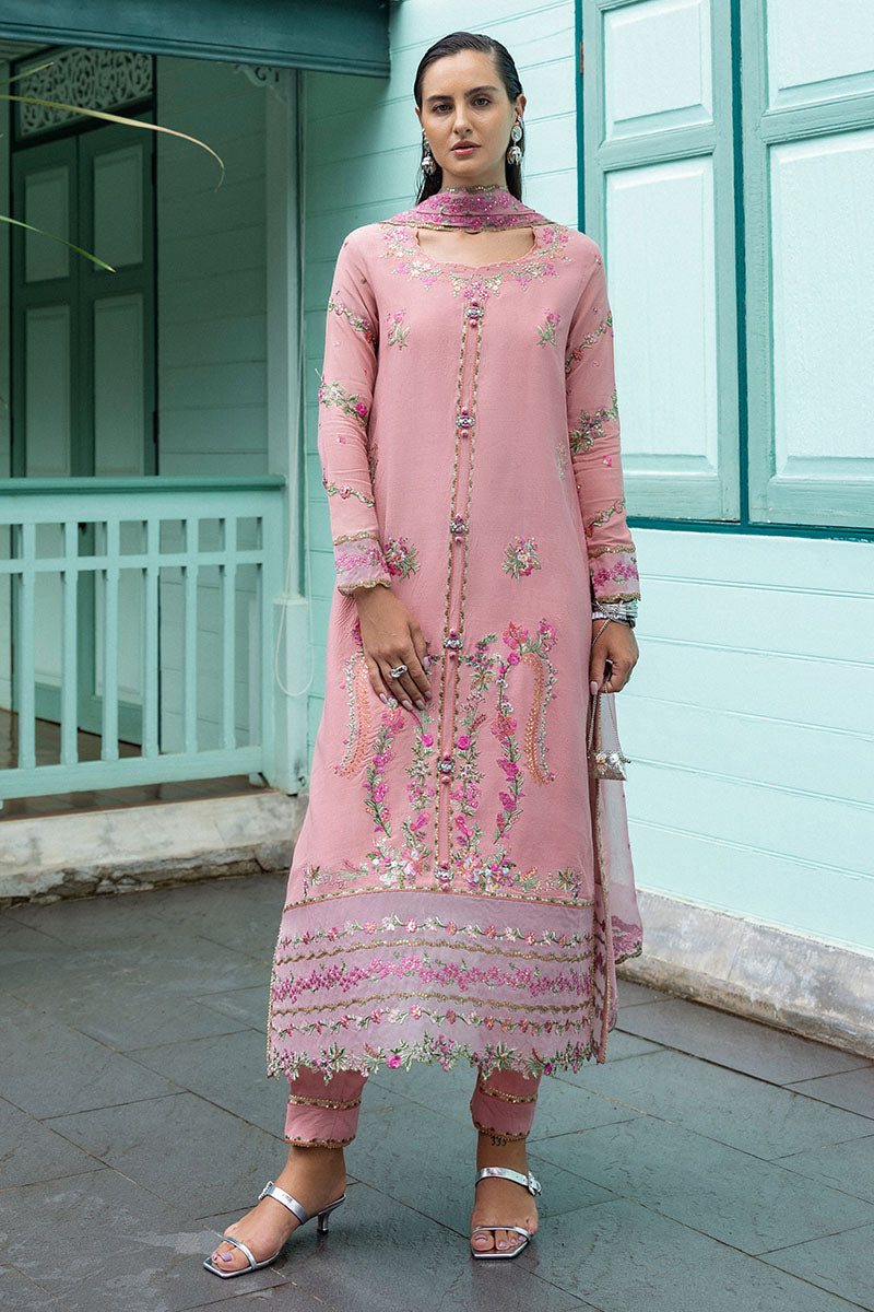 Mushq Hemline Nuvera Embroidered Raw Silk Unstitched 3Pc Suit D-10 Elowen