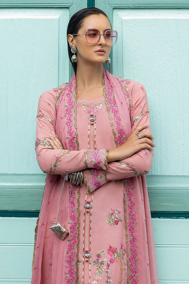 Mushq Hemline Nuvera Embroidered Raw Silk Unstitched 3Pc Suit D-10 Elowen