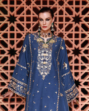 Mushq Hemline Nuvera Embroidered Raw Silk Unstitched 3Pc Suit D-01 Vivian