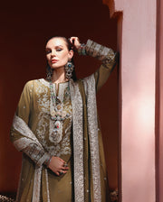 Mushq Hemline Nuvera Embroidered Raw Silk Unstitched 3Pc Suit D-03 Jadis