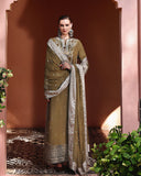 Mushq Hemline Nuvera Embroidered Raw Silk Unstitched 3Pc Suit D-03 Jadis