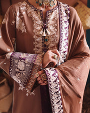Mushq Hemline Nuvera Embroidered Raw Silk Unstitched 3Pc Suit D-06 Sally