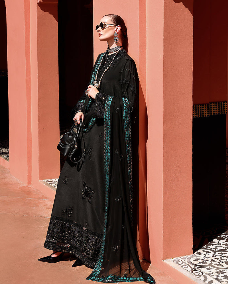 Mushq Hemline Nuvera Embroidered Raw Silk Unstitched 3Pc Suit D-07 Raveena