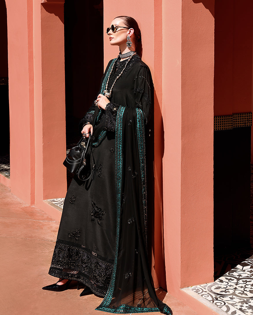 Mushq Hemline Nuvera Embroidered Raw Silk Unstitched 3Pc Suit D-07 Raveena