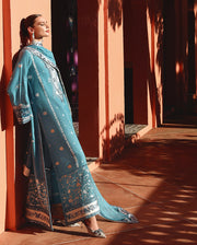 Mushq Hemline Nuvera Embroidered Raw Silk Unstitched 3Pc Suit D-08 Glinda