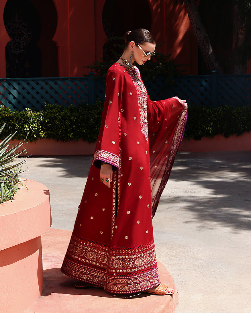 Mushq Hemline Nuvera Embroidered Raw Silk Unstitched 3Pc Suit D-09 Agatha
