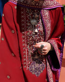 Mushq Hemline Nuvera Embroidered Raw Silk Unstitched 3Pc Suit D-09 Agatha