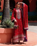 Mushq Hemline Nuvera Embroidered Raw Silk Unstitched 3Pc Suit D-09 Agatha