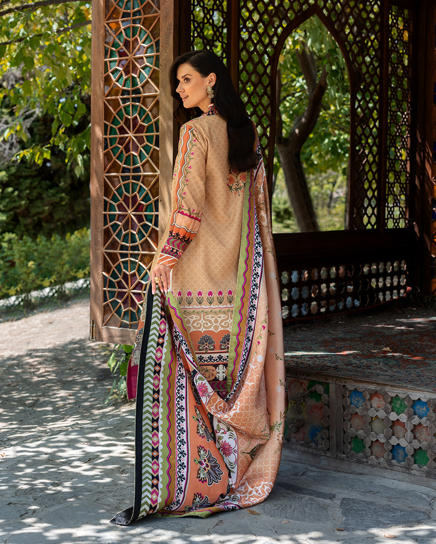 Mushq Hemline Nirvana Echoes Of Serneity Raw Silk Unstitched 3Pc Suit - Solara Crest