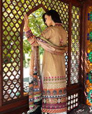 Mushq Hemline Nirvana Echoes Of Serneity Raw Silk Unstitched 3Pc Suit - Solara Crest