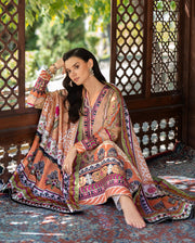Mushq Hemline Nirvana Echoes Of Serneity Raw Silk Unstitched 3Pc Suit - Solara Crest