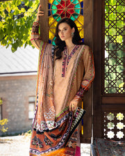 Mushq Hemline Nirvana Echoes Of Serneity Raw Silk Unstitched 3Pc Suit - Solara Crest