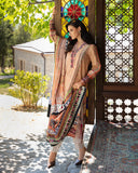 Mushq Hemline Nirvana Echoes Of Serneity Raw Silk Unstitched 3Pc Suit - Solara Crest